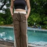 Women’s Striped Pyjamas – Sporty Bottoms in Multiple Colors (Olive, Salmon)
